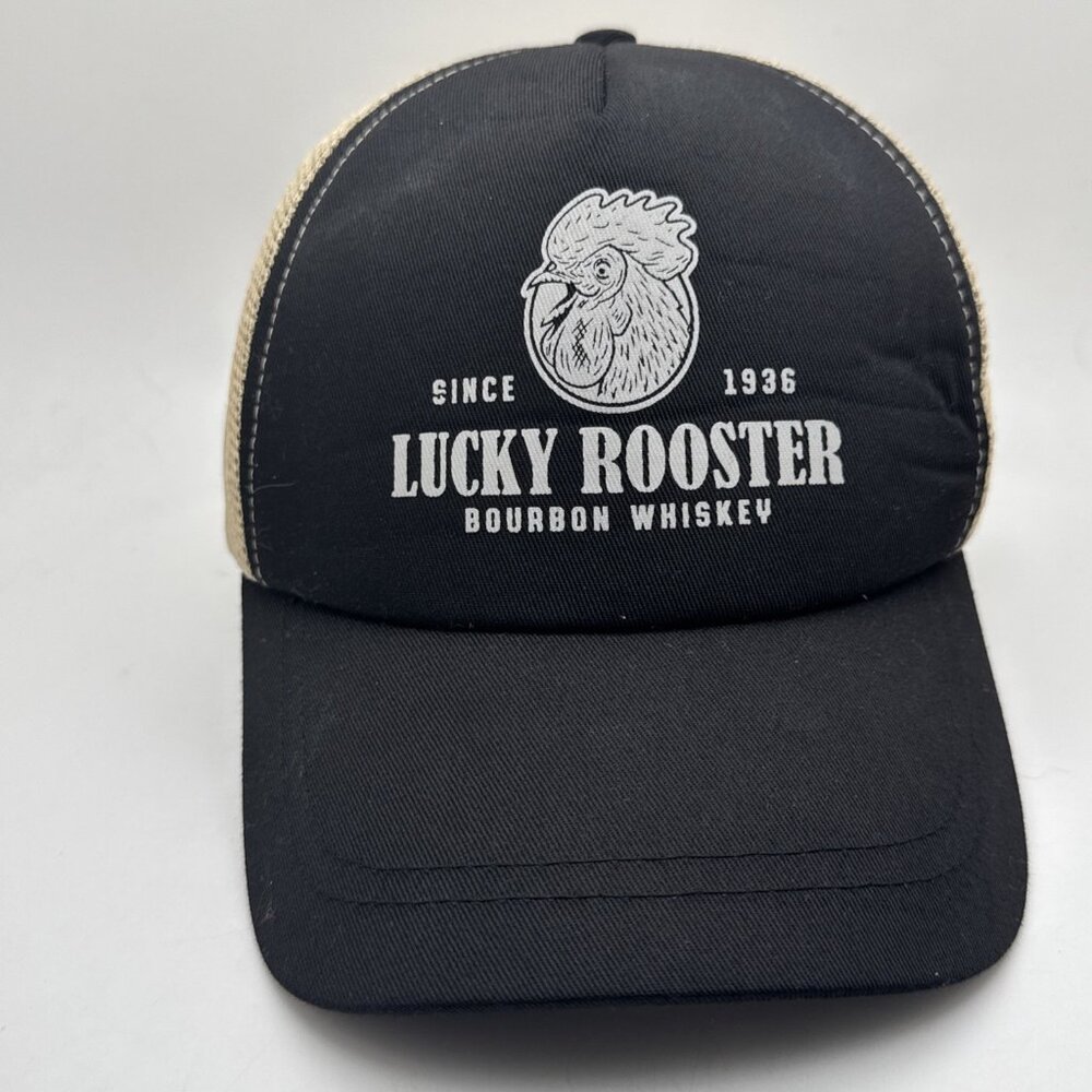 Lucky Rooster Bourbon Whiskey Cap Hat Adult Trucker Mesh Snapback Poly Foam